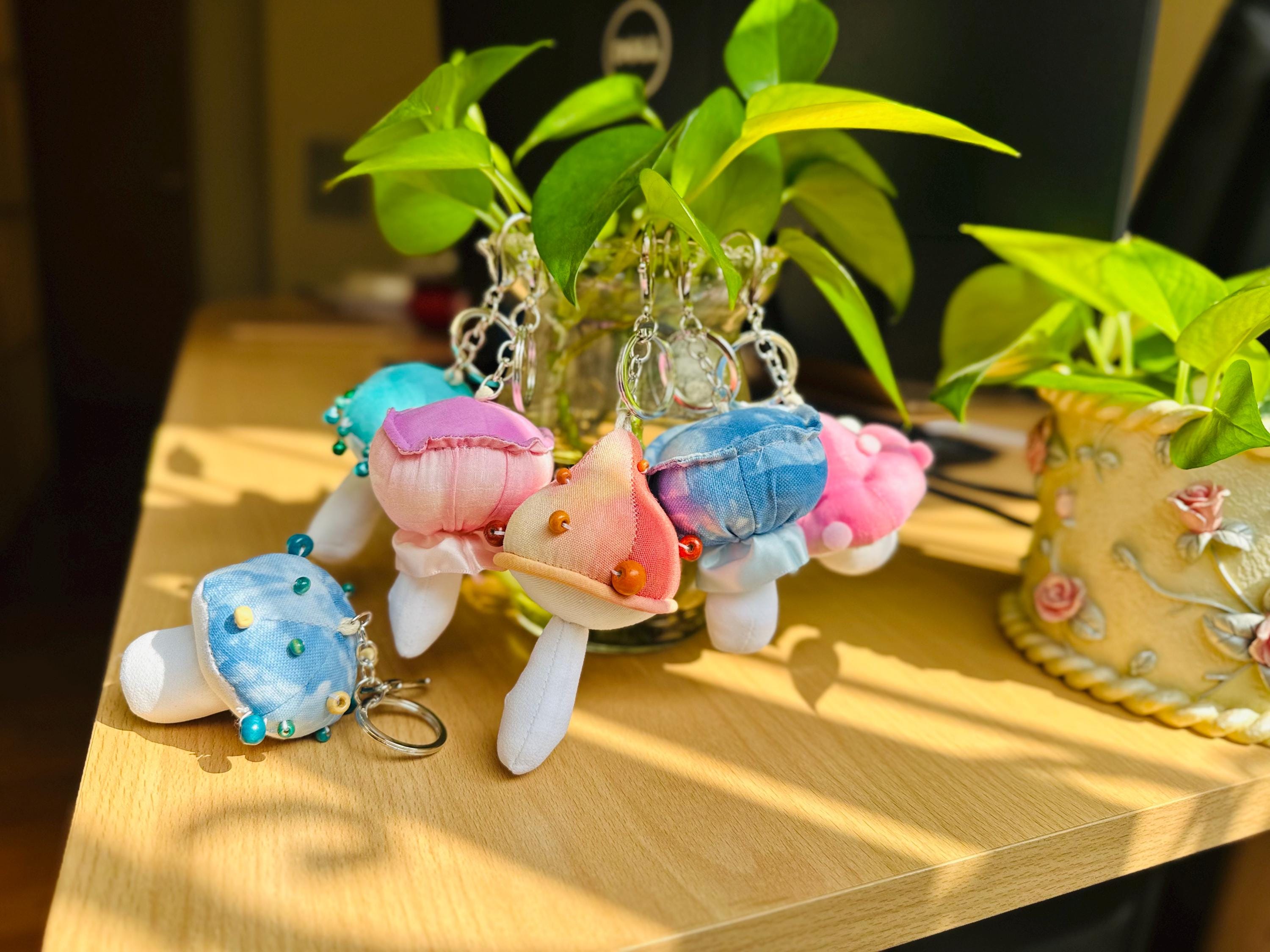 Handmade Mushroom Keychain, Plushie Keychain, Decorative Keychain, Cute Keychain for Kids, Cute Gift for Her
