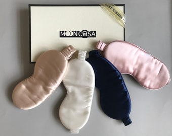 Maschera per gli occhi in pura seta di gelso naturale al 100% 22 momme, maschera per gli occhi per dormire, regalo di compleanno/nuziale/matrimonio, regalo di San Valentino 2024 (multicolore)