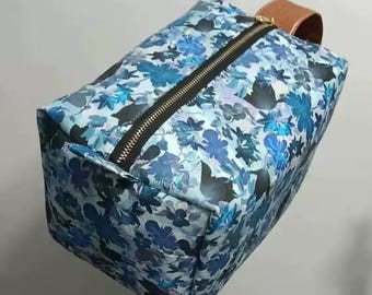 Neceser de tela impermeable hecho a mano, bolsa de almacenamiento multifuncional, neceser de aseo, bolsa de lavado, organizador de viaje con estampado floral.