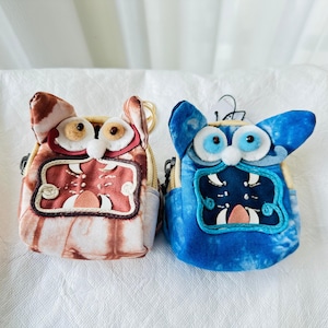 Cartera con llavero de gato de azulejos hecha a mano, monedero de peluche, llavero decorativo, llavero de gatito para niños, monedero con cremallera para ella