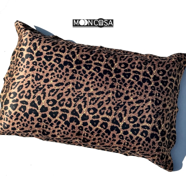 Satin Sleep Pillowcase with Envelope Closure, Bridal/ Wedding/ Birthday/ New Year Day Gift (Leopard Pattern)