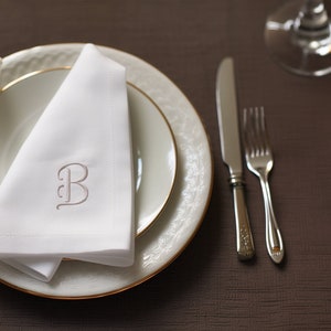 Custom Embroidery Linen Wedding Napkin, Table Linen Napkin, Personalized Initials Napkin, Hemstitched Linen Napkin, Napkin for Wedding Party