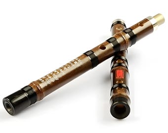 OrientalMusicSanctuary Black Bamboo (Purple Bamboo) Dizi Flute for Advanced Performers
