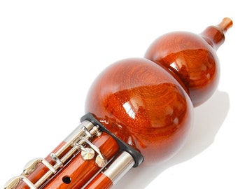 OrientalMusicSanctuary Extended-Range Cambodian Rosewood Hulusi - Chinese Curcubit Gourd Flute