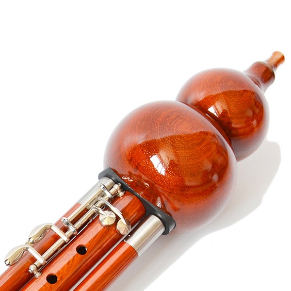 OrientalMusicSanctuary Extended-Range Cambodian Rosewood Hulusi - Chinese Curcubit Gourd Flute