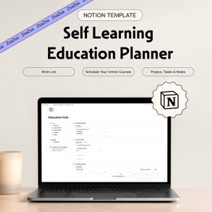 Notion Template Online Course Planner, Self Learning Student Planner, Notion Template Self Learning Education Hub, Notion Aesthetic