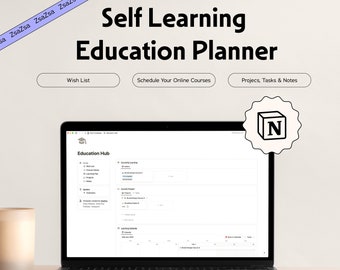 Notion Template Online Course Planner, Self Learning Student Planner, Notion Template Self Learning Education Hub, Notion Aesthetic