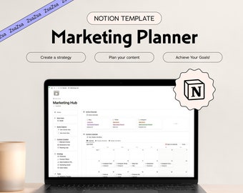 Marketing Planner Notion Template, Social Media Content Calendar (Digital Download)