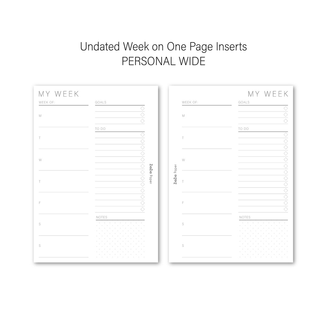 Printed week on one page planner inserts weekly to do list etsy australia