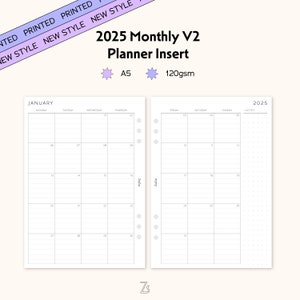 Trennbare A5 2025 Monatliche datierte Planer Einsätze, A5 Datierte Planer Einsätze, A5 Monatliche Kalender, Filofax A5, 2025 Planer