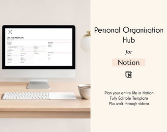 Modello di Notion Life Planner, Life Hub tutto in uno (download digitale)