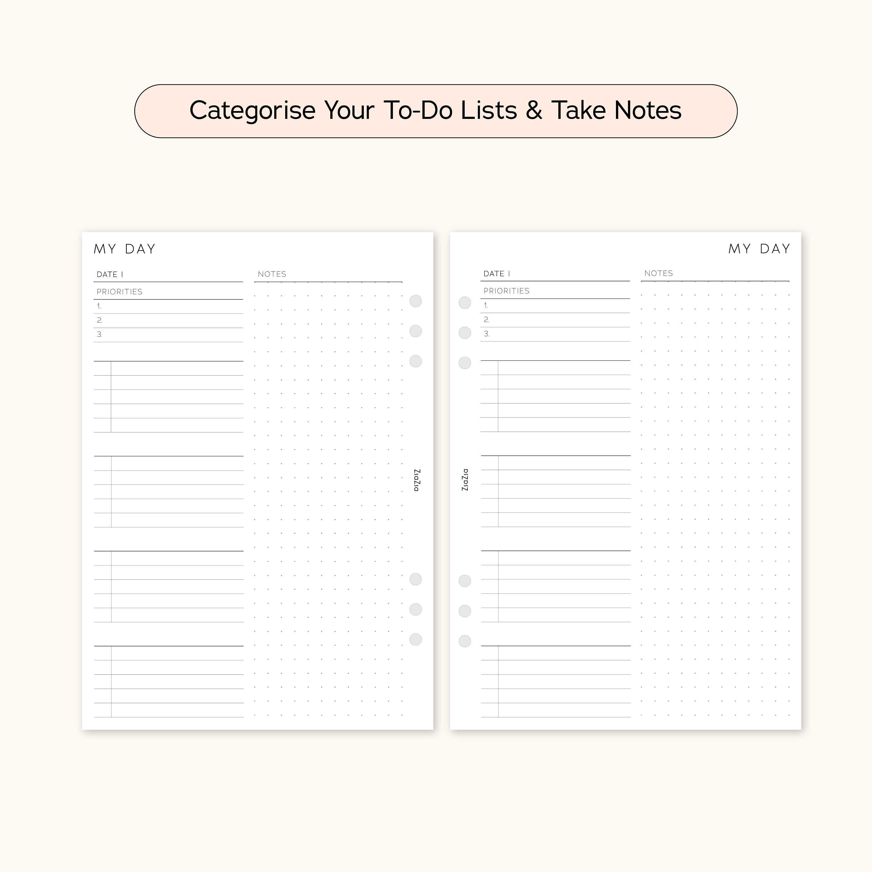A5 Minimal Daily Planner Insert – Printable To-do List (PDF) - Etsy