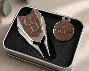 Gepersonaliseerde golfstokje en balmarkeringsset | Aangepast gegraveerd golfcadeau voor mannen | Golfaccessoires | Vaderdagcadeau | Golfer cadeau