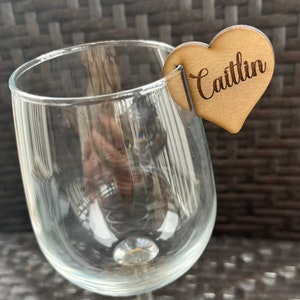 Wine Glass Charm - Table Name Cards - Rustic Wedding Decor -Place Cards - Wedding Favors - Wedding Decor - Custom Charms - Name Wine Charms