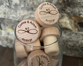 Bouchon de vin personnalisé - Bouchon de vin personnalisé - Décoration de mariage rustique - Cadeaux de mariage - Cadeaux de vin de mariage - Cadeau de douche nuptiale - Cadeau pour elle