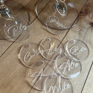 Wine Glass Charm - Table Name Cards - Rustic Wedding Decor -Place Cards - Wedding Favors - Wedding Decor - Custom Charms - Name Wine Charms