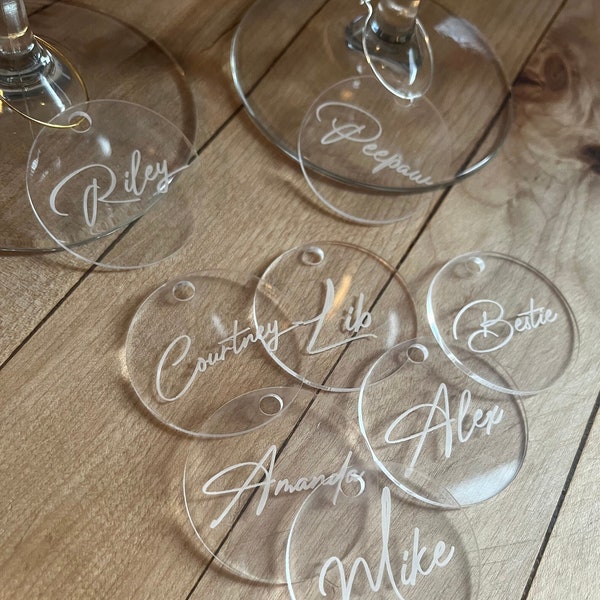 Wine Glass Charm - Table Name Cards - Rustic Wedding Decor -Place Cards - Wedding Favors - Wedding Decor - Custom Charms - Name Wine Charms