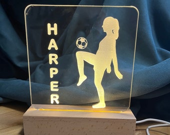 Personalized Soccer Night Light for Kids -Custom Night Light - Soccer Room Decor -Acrylic Night Light-LED light-Kids Room Decor-Gift for Her