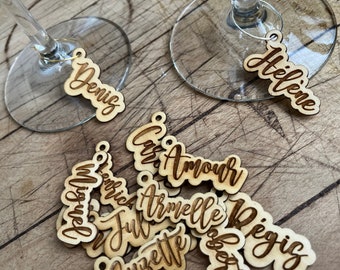 Name Wine Charm - Place Cards - Table Name Cards - Name Wine Charms - Wedding Favors - Shower Favor - Wine Glass Charms - Custom Charms