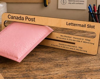 Canada Post Lettermail Slot Sizer | Wooden Mail Thickness Guide | Oversized Letter Mail Gauge | Small Business Shipping Tool