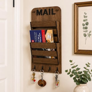 Organisateur Mural en Bois pour Courrier et Clés-Support à Courrier Style Ferme Rustique-Rangement Entrée-Cadeau Pendaison de Crémaillère