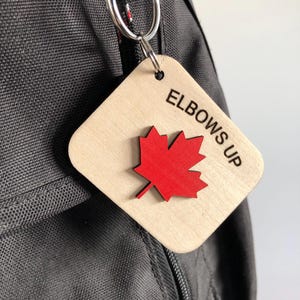 Elbows Up Canada Pride-sleutelhanger – Made in Canada – Patriotic Maple Leaf-sleutelhanger