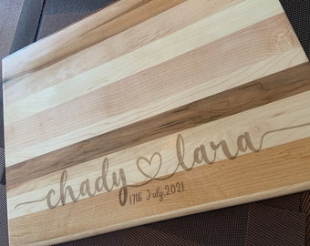 Custom Couples Maple Cutting Board - Personalized Wooden Cutting Board - Engagement Gift - Wedding GIft - Anniversary Gift - Couples Gift