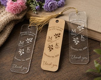 Marcapáginas acrílico personalizado, marcapáginas con nombre personalizado, regalo de boda para amantes de los libros.