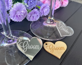 Personalized Wine Glass Charms, Custom Wedding Place Cards, Acrylic Drink Tags for Guests
