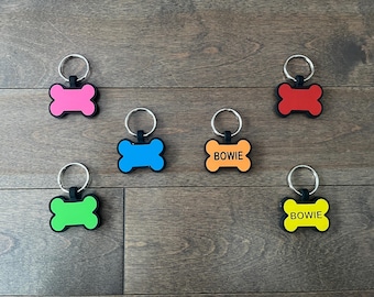 Personalized Simplistic Bone Silicone Pet Tag - Dog Tag -Custom Dog Tag -Dog Collar -Engraved Dog Tag -Pet Tag -Dog Name Tag -Pet ID Tag