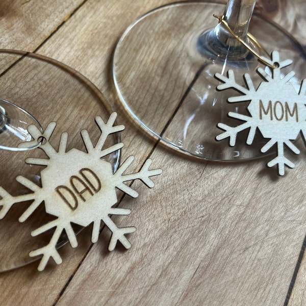 Christmas Wine Charms -Personalized Wine Charms -Christmas Place Settings -Christmas Name Tags -Christmas Gift Tags -Christmas Decoration