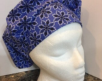 Female scrubcap - purple poinsettias