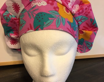 Female scrubcap - tropical pink banded