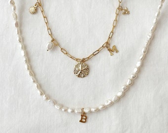 Custom Charm Necklace, 14K Gold Filled Personalized Initial Charm Necklace, Dainty Multi Charm Necklace, Gifts for Women, Customized Gifts