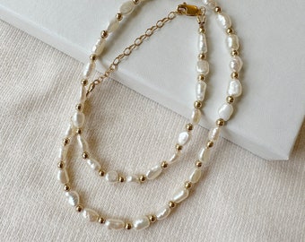 Beaded Pearl Necklace, 14K Gold Filled Irregular Pearl Necklace, Real Pearl Necklace, Organic Pearl Necklace, Natural Pearl Necklace