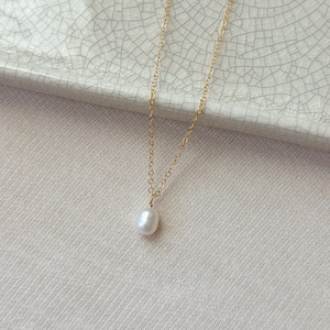 14K Gold Filled Einzelperlenkette, Süßwasserperlenkette, Ovalperlenkette, Perlensolitärkette, Hochzeitsschmuck