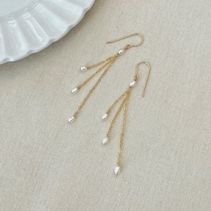 Marina J. Ombre Tassel Pearl Earrings With Diamonds And Solid 14k Hooks