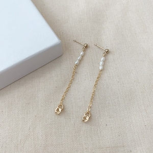 14K Gold Filled Pearl on Chain Earrings