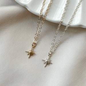 Northern Star Necklace, 14K Gold Filled or 925 Sterling Starburst Necklace, Delicate  Necklace, Minimalist Star Necklace, Gifts for Daughter