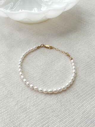 Bracciale Donna Placcato Oro 14K Con Perle | Regolabile Ed Elegante | Gioiello In Confezione Regalo Per Compleanno E Anniversario