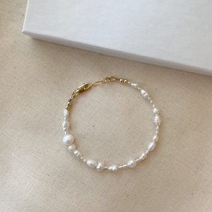 Freshwater Pearl Bracelet, 14K Gold Filled Pearl Bracelet, Dainty Mixed ...