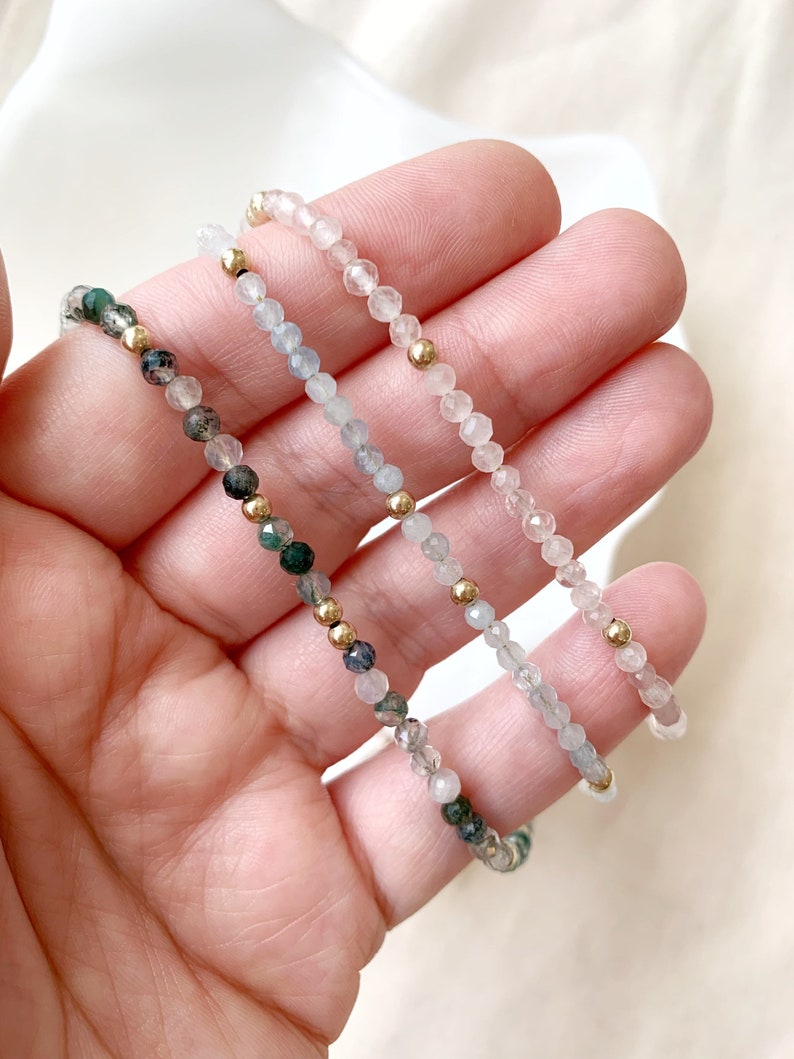 Beaded Gemstone Necklace 14K Gold Filled Choker Necklace Etsy