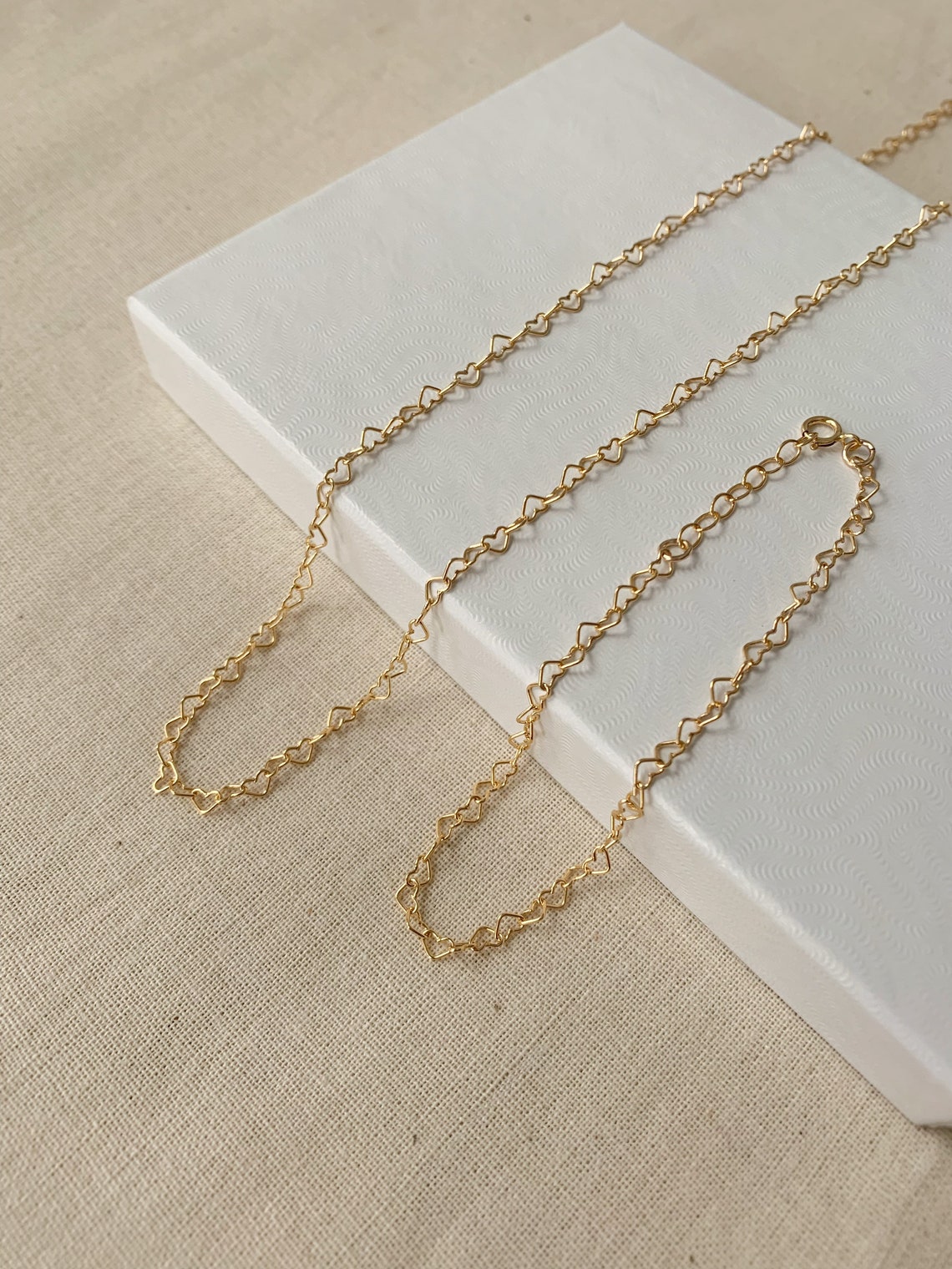 14K Gold Heart Chain Bracelet Gold Filled Heart Bracelet Etsy