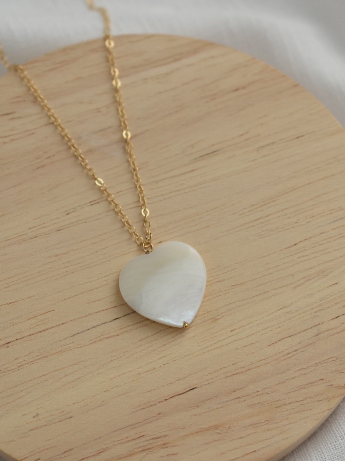Pearl Heart Necklace Mother of Pearl Necklace Heart Pendant Etsy