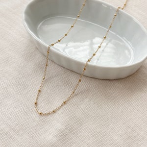 Beaded 14K Gold Filled Chain Necklace, Satellite Necklace, Minimalist Gold Chain Necklace, Dainty Gold Layering Necklace, Womens Necklace