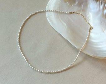 Perlen Halskette, 14K Gold Filled Süßwasserperlenkette, Perlenkette, zierliche Perlenkette, Brautschmuck
