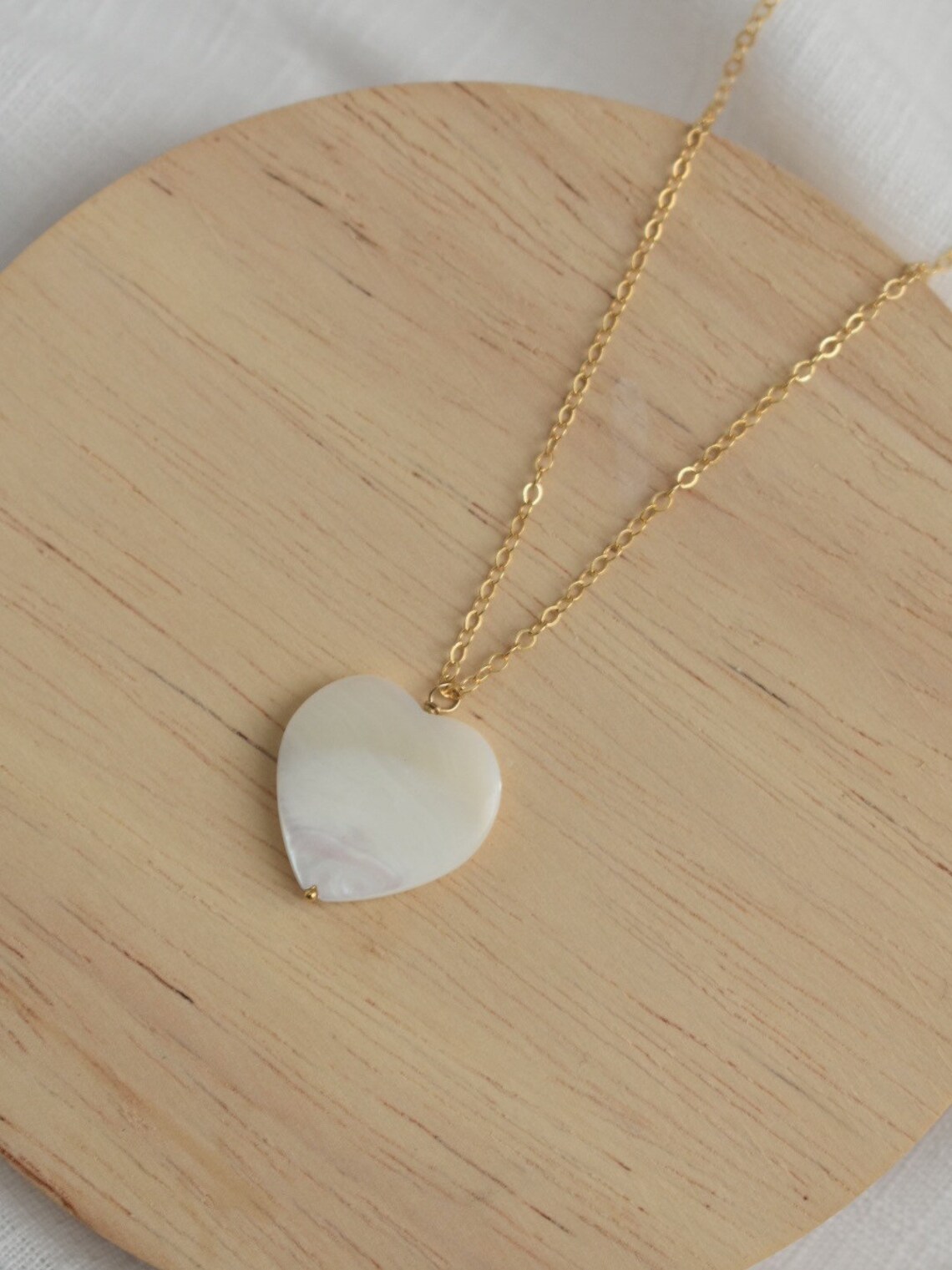 Pearl Heart Necklace Mother of Pearl Necklace Heart Pendant Etsy