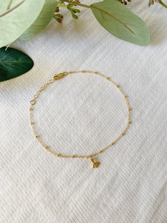 Bee Ankle Bracelet 14K Gold Filled Anklet Honey Bee Jewelry