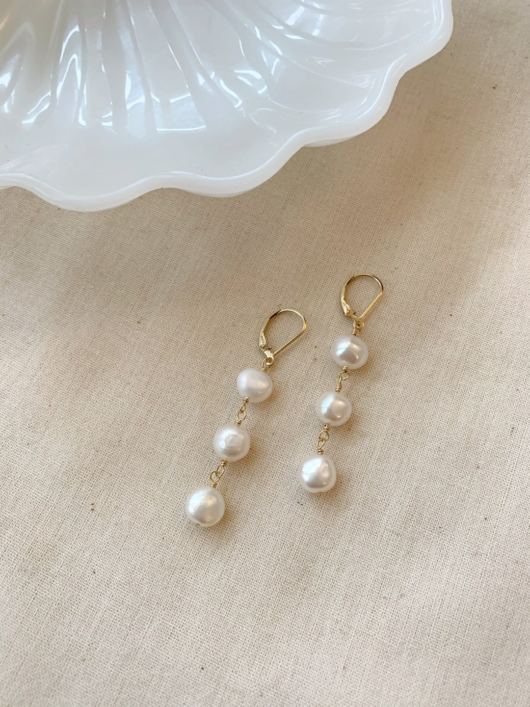 Bridal Pearl Drop Earrings 14K Gold Filled or 925 Sterling Etsy