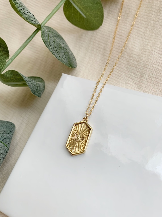 ナバホ族 Pat Bedonie サンバースト 14K キューブ ネックレス 【送料無料】